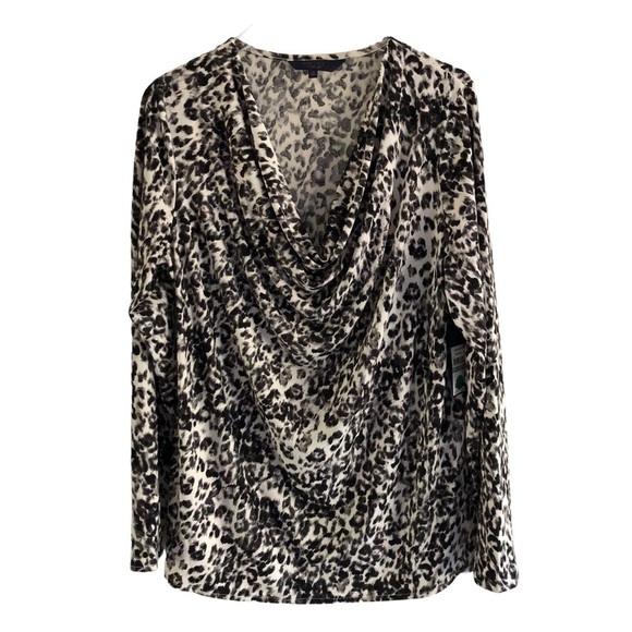 Rachel Rachel Roy Draped Front Long Sleeve Pullover 1X Black White - Picture 9 of 9